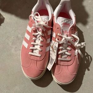 Adidas Women's Rose and White Sneakers